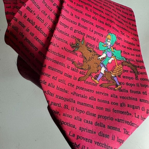 Moschino Tie Collectors Item Silk Little Red Riding Hood - Picture 4 of 7